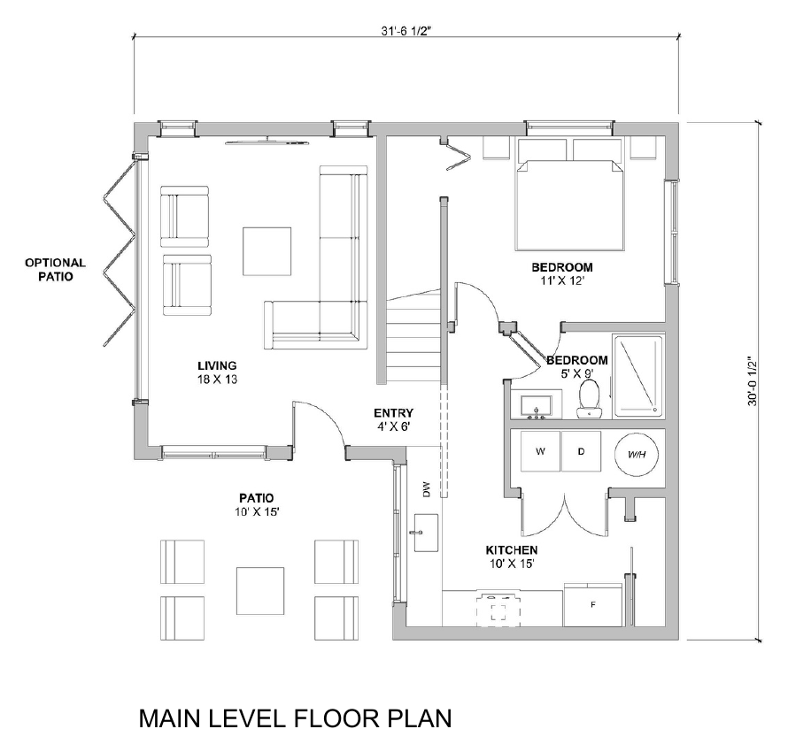 Alder Loft - Main Level Floor Plan